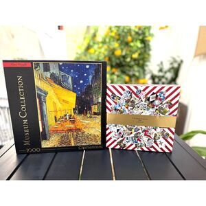 NIB Van Gogh Cafe Terrace At Night & Christian Lacroix Paris 2 Side Puzzle Bndl